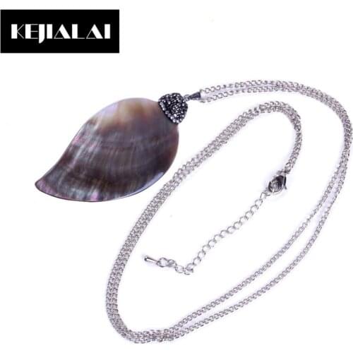 1pc Shell Leaf Pendant Necklace Pave Rhinestone Charms Pendants Jewelry Necklace Women Men Jewelry Best Gift Leaves Shape Shell