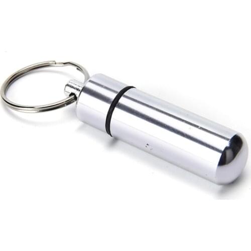 1PCS Silver Waterproof Aluminum Drug Organizer Keychain Tablet Pillbox Container Stash Holder Medicine Pill Box Case