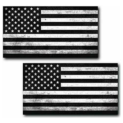 2 Pack Grunge Black and White American Flag Heat Transfer Iron on Gift USA Stickers for Cars, Motos, Laptops, Industry