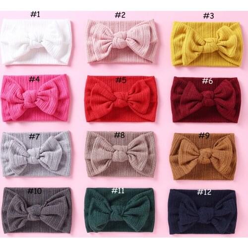 24 pcs/lot, Soft Knit Fabric Knot Bow Baby Headbands For Autumn And Winter, Top Knot Turban Headwrap, Baby Shower Gift
