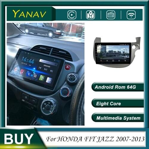 128G Android 2DIN Car Radio Stereo Receiver For HONDA FIT JAZZ 2007-2013 GPS Navigation Video Multimedia MP3 Player with Carplay