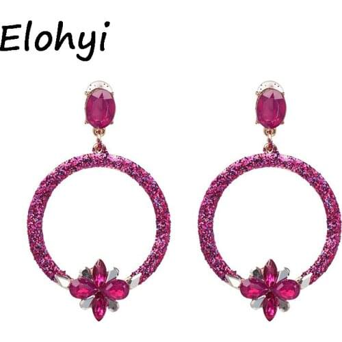 ELOHYI Big Earrings For Woman Zinc Alloy Long Pendientes Crystal Earrings Flash Luxury Drop Earrings Brand Jewelry Wholesal