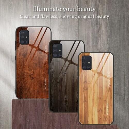 Wood Grain Case For samsung galaxy A91 A81 A71 A70 A51 A50S A30S 20S 10S S20 Ultra S10 lite S9 plus Note 10 Tempered Glass Cover