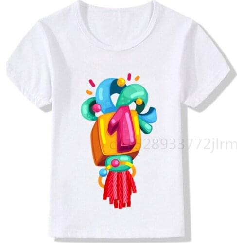Kid Colorful Candy Birthday Number 1-12 Print T Shirt Children Birthday Boy T-shirts Boy&Girl Funny Gift Tshirt Present