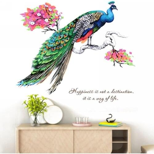 DIY Chinese Style Peacock Environment Layout TV Background Wall Decoration Vintage muursticker Removable Wall Stickers 60x90cm