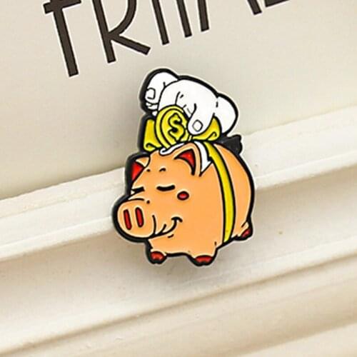 Pig Coin jar Enamel Brooch Piggy bank Lapel Pin Cartoon animal Fun jewelry Backpack clothes Custom badge for friends