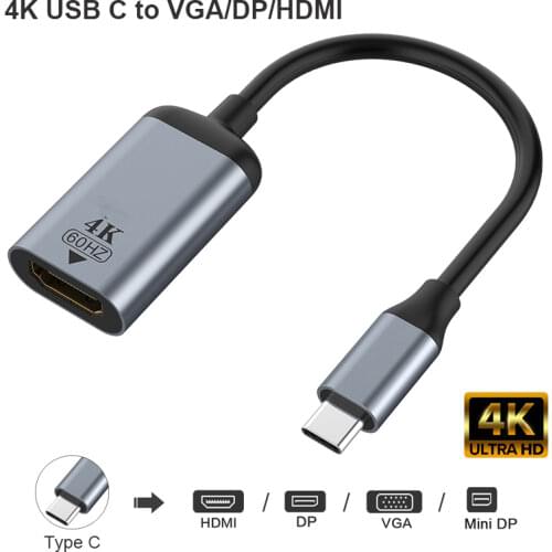 USB C to VGA/DP/HDMI/Mini DP Adapter 4K Cable, USB Type C to HDMI Adapter Compatible with MacBook Pro Samsung S20 4K UHD USB C