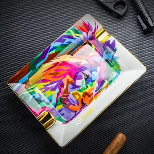 Luxury Ceramic Cigar Ashtray Smoking Accessories Home 2 Slot Creative Desk Tobacco Ashtrays With Gift Box