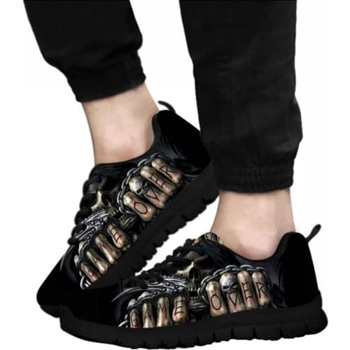 ELVISWORDS 2019 Men Shoes Sport Running Shoes Skull Print Black Lace-up Sneakers Spring Autumn Comfortable Shoes Tenis