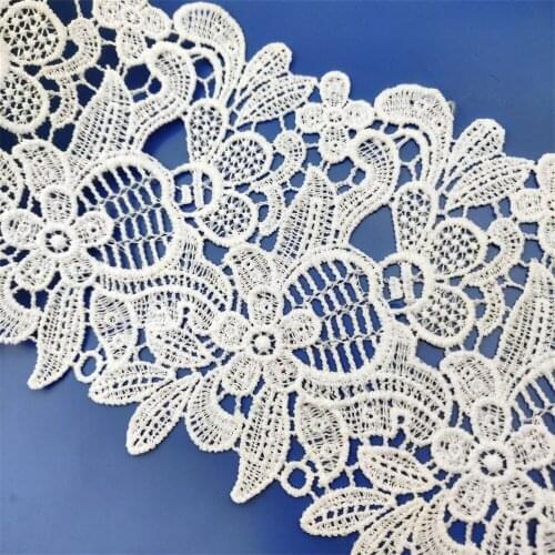 13cm Width Embroidered lace Accessories Milksilk White color Embroidery Lace Fabric Apparel Sewing Fabric Lace Material 1yard