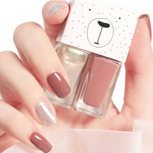 Nail polish two-color combination sequins quick-drying and lasting non-peelable blue white red yellow purple nail polish set 6ml