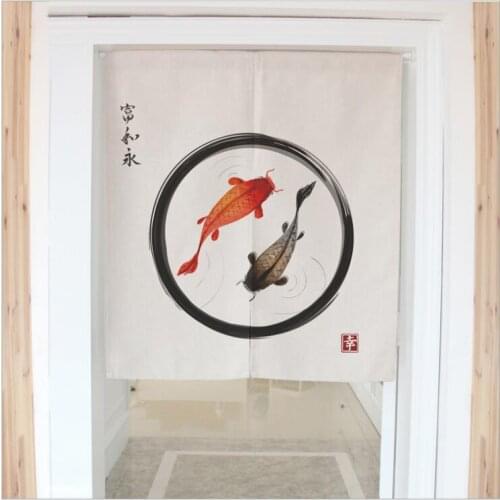 Hottest Customized Two Craps Kitchen/Door Curtain Japan And Traditional Style Cotton Linen Half Open Door Valance Tube Curtains