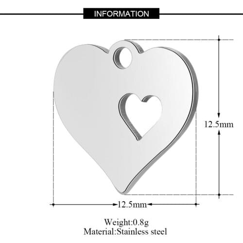 Lyvior Love Pendant DIY Laser Cutting Stainless Steel Jewelry Accessories Charm Peach Heart Bracelet Necklace Double-Sided