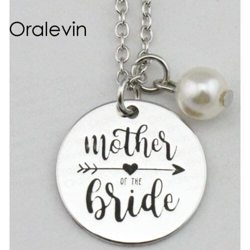 MOTHER OF THE BRIDE Inspirational Hand Stamped Engraved Custom Pendant Decoration Costume Necklace Jewelry,10Pcs/Lot, #LN2328