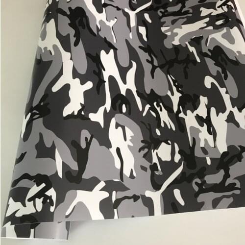 Matte Arctic Black White Gray Camouflage Vinyl Foil Film For Car Hood Roof Motorbike Wrap Covering With Air Bubble Free