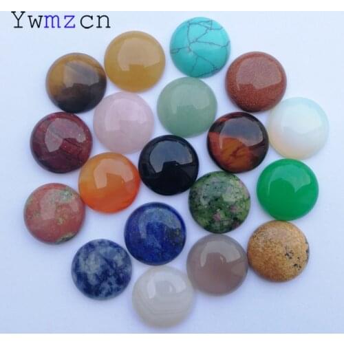 Fashion 20MM Natural Stone mixed round Beads for jewelry making cabochon charm Ring accessories 24Pcs/lot Free shipping