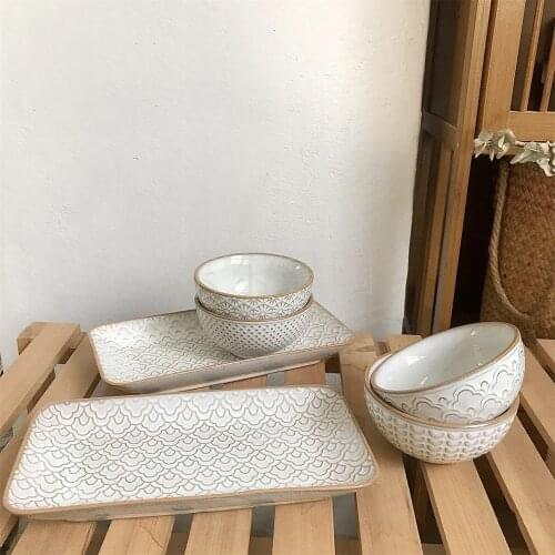 Ceramic Dishes And Plate Dessert Steak Set Household Kitchen Tableware Rice Bowl Set Ceramic Dinner Plate Tableware