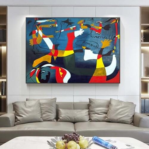 Joan Miro Famous Abstract Oil Paintings Print on Canvas Wall Art Posters for Modern Home Living Room Decor Canvas Painting