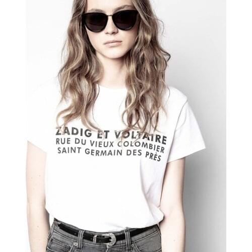 White Casual Brand Letter Print Summer Women T-Shirt Female High Quality New Fashion Loose Black Top Ladies Elegant Tees ML058