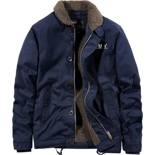 Autumn and Winter Mens Parkas Jacket and Coats Large Size 4XL Male Lamb Wool Coat Military Style Wool Padded Outwear Overcoat