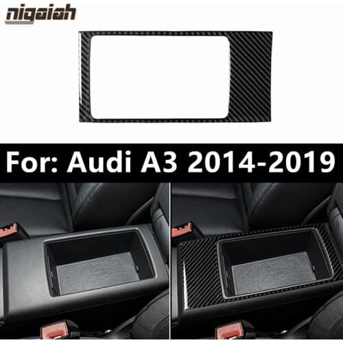 Carbon Fiber Armrest Box Panel for Audi A3 2014-2019 Central Storage Box Decoration Trim Stickers Interior Accessories