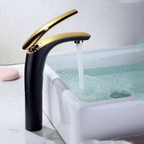 Basin bottom wash basin, hot and cold faucet, black color all copper platform, basin pan basin raise head, white silver