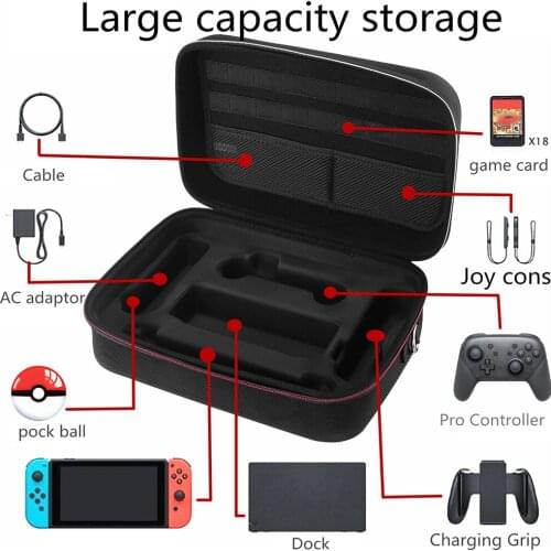 Portable Carrying Case Compatible with Switch Pro, Controller Charging Cable Protective Storage Bag Small Item Container