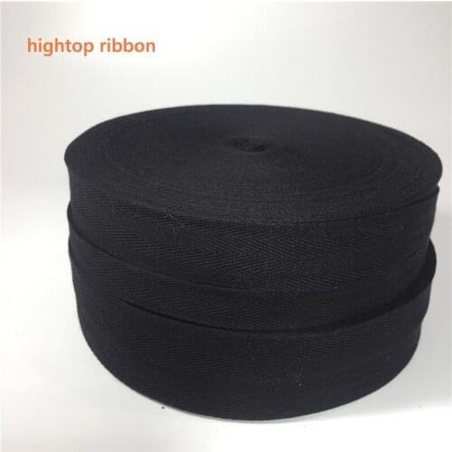 Handmade diy clothes acessories Black color 100% cotton herringbone ribbon diy tape 10MM to 50MM 50yards per roll