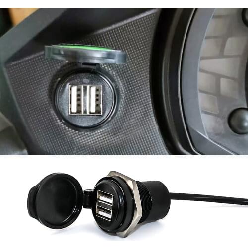 Socket Splitter 2 USB Charger Cover Car Charger with Led Light Power Adapter Motorcycle Socket Mount For Kawasaki VERSYS X300