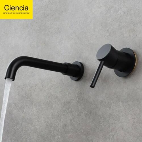 304 Stainless Steel Basin Faucet Wall-mounted Concealed Faucet with Rotatable Spout for Bathroom Single Handle Tap