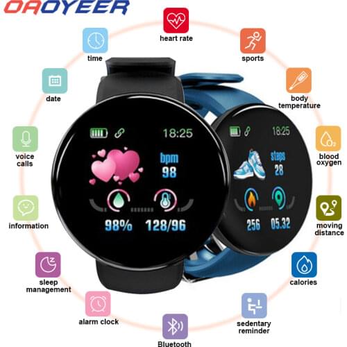 D18 Bluetooth Smart Watch Men Women Blood Pressure Smartwatch Sport Tracker Pedometer 116 Plus Smart Watches For Android IOS A2