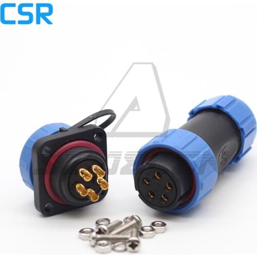 SP21 2/3/4/5/6/7/8/9/10/12 pin IP68 waterproof connector square plastic panel mounting connector plug female and socket male
