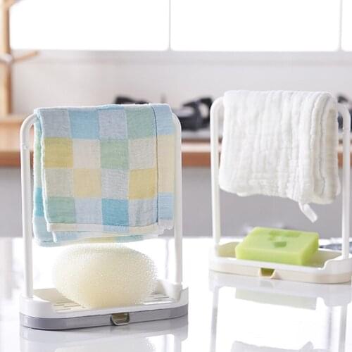 Household Kitchen Storage Rack Multifunctional Kitchen Supplies Rag Dish Cloth Storage Drain Rack Free Punch Sponge Soap Rack