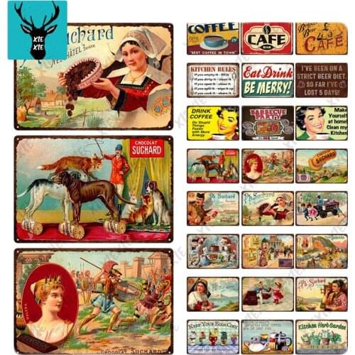 Vintage Coffee Chocolate Metal Sign Plaque Metal Coffee Bar Tin Sign Wall Decor For Bar Pub Club Tin Plates Vintage Metal Sign