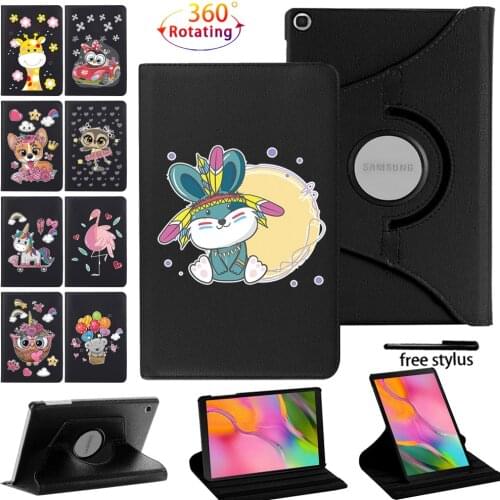 360 Rotating Tablet Case for Samsung Galaxy Tab A 10.1 2019/T510/T515/Tab S6 Lite/p610 Anti-Fall Leather Protective Case+ Stylus