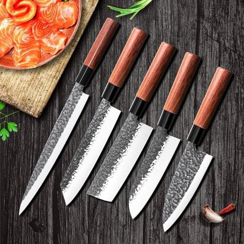 Japanese Chef Knife Forged Kitchen Knife Meat Cleaver Knife Salmon Fish Filleting Santoku Knife Fishing Knife Cooking Knife