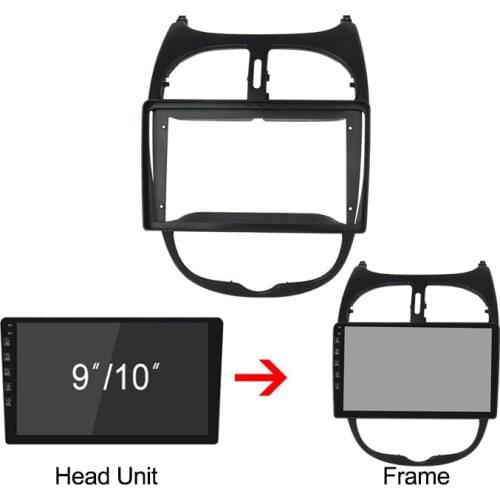 10inch front plastic housing for peugeot 206 2000-2016 car radio front plastic frame for peugeot 206 with full set cables plugs
