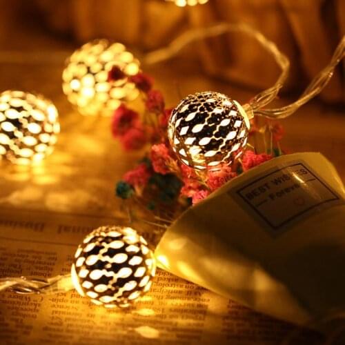 10Leds Christmas Lights Hollow Ball Fairy Lights Wedding Decoration Light String Home Decor Navidad Christmas Tree Decorations