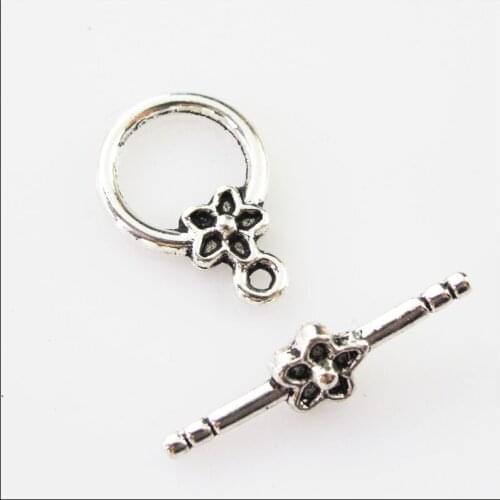 15 New Connectors Necklace Smooth Star Flower Circle Toggle Clasps Tibetan Silver