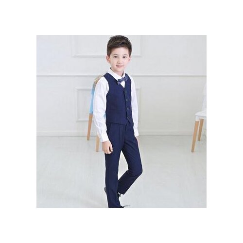 2017 High quality children Boys suit Vest leisure suit Kids Wedding prom Suits party clothes 4 pcs free shipping