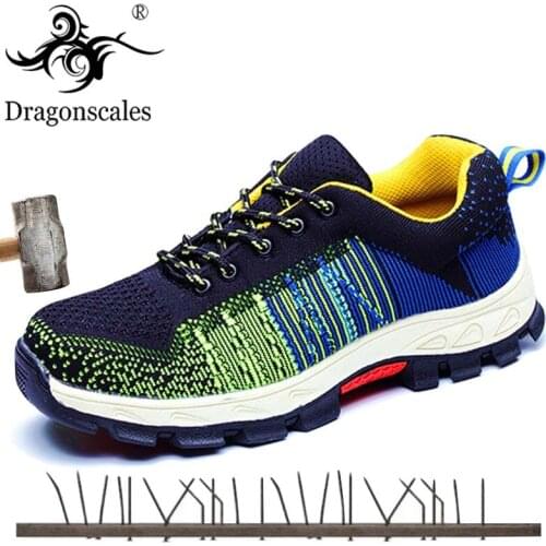 2020 Fashion Safety Shoes Men Steel Toe Work Shoes Breathable Summer Mesh Wear-resisting Anti-piercing Safety Boots Size 36-46