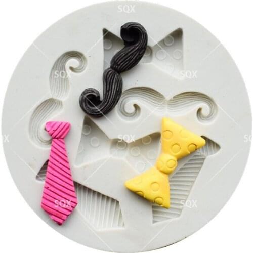 3D Mini Tie Bow Beard Accessories Candy Chocolate Clay Silicone Mold Fondant Cake Decoration Tools Free Shopping SQ1740