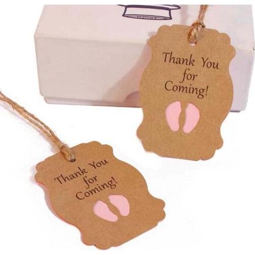 50pcs Thank you for coming Kraft Paper Tag boy Baby Shower Gift tags Packaging girl birthday Party Decor Kid DIY candy box Label