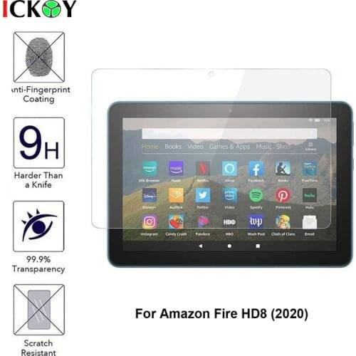 9H Clear Tempered Glass Screen Protector Shield Film for Amazon All-New Fire HD 8/HD8 Plus/HD8 Kids Edition 2020 Released