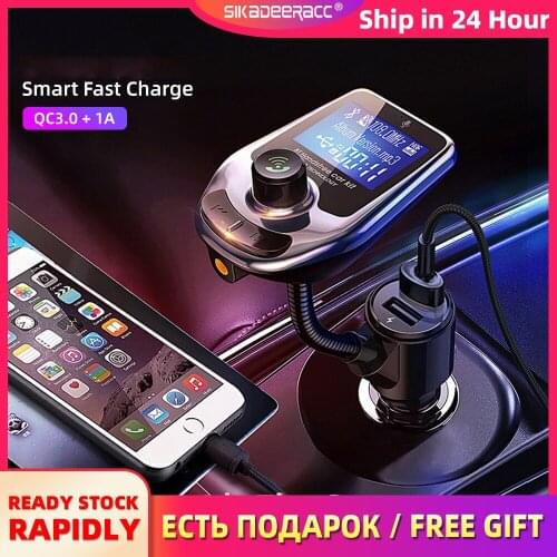 QC3.0 Car Charger Bluetooth MP3 Player Dual USB Fast Charge FM Transmitter Mini Universal Adapter For iPhone 11 Pro Max Tablet