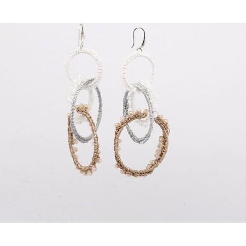 Beadsland multilayer round crochet glass beads dangle earring fashion women crochet long earring