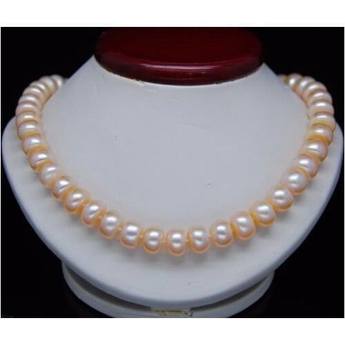 Noble women gift Jewelry Silver Clasp Natural GW Natural Pink 10-11MM oblate shape pearl necklace