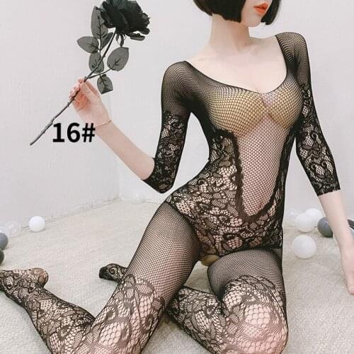 Fishnet Bodysuits Catsuit Womens Transparent Open Crotch Lingerie Sexy Costume See Through Body Stockings Erotic Lenceria mujer