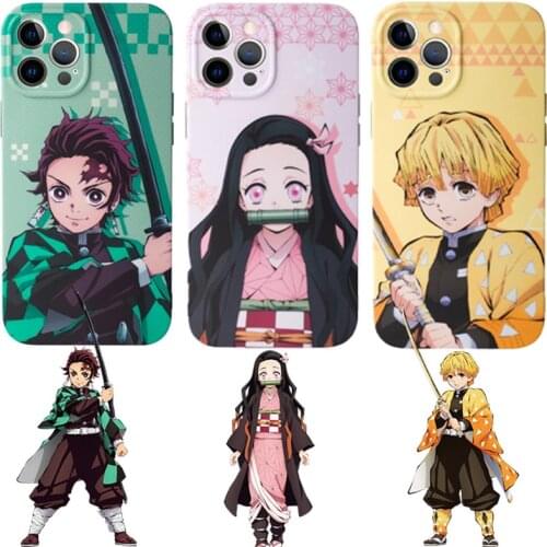 Anime Demon Slayer Kimetsu No Yaiba Phone Case for IPhone 12 XS MAX XR 11 Pro 7 8Plus Nezuko Tanjirou Soft IMD Cartoon Cover