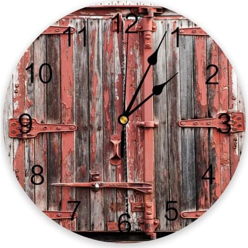 Wooden Door Paint Retro Round Wall Clock Modern Design Home Living Room Decoration Childrens Room Kitchen Table Clock